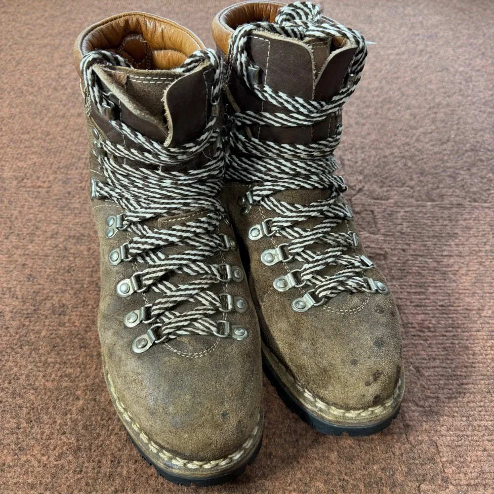 Kinney Shoes Colorado Vintage Hiking Boots Mens 10 Brown Leather Made in Italy
